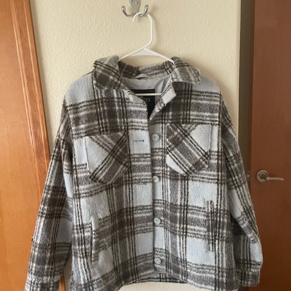 Hollister Jackets & Blazers - Hollister Blue Plaid Oversized Shackleton
